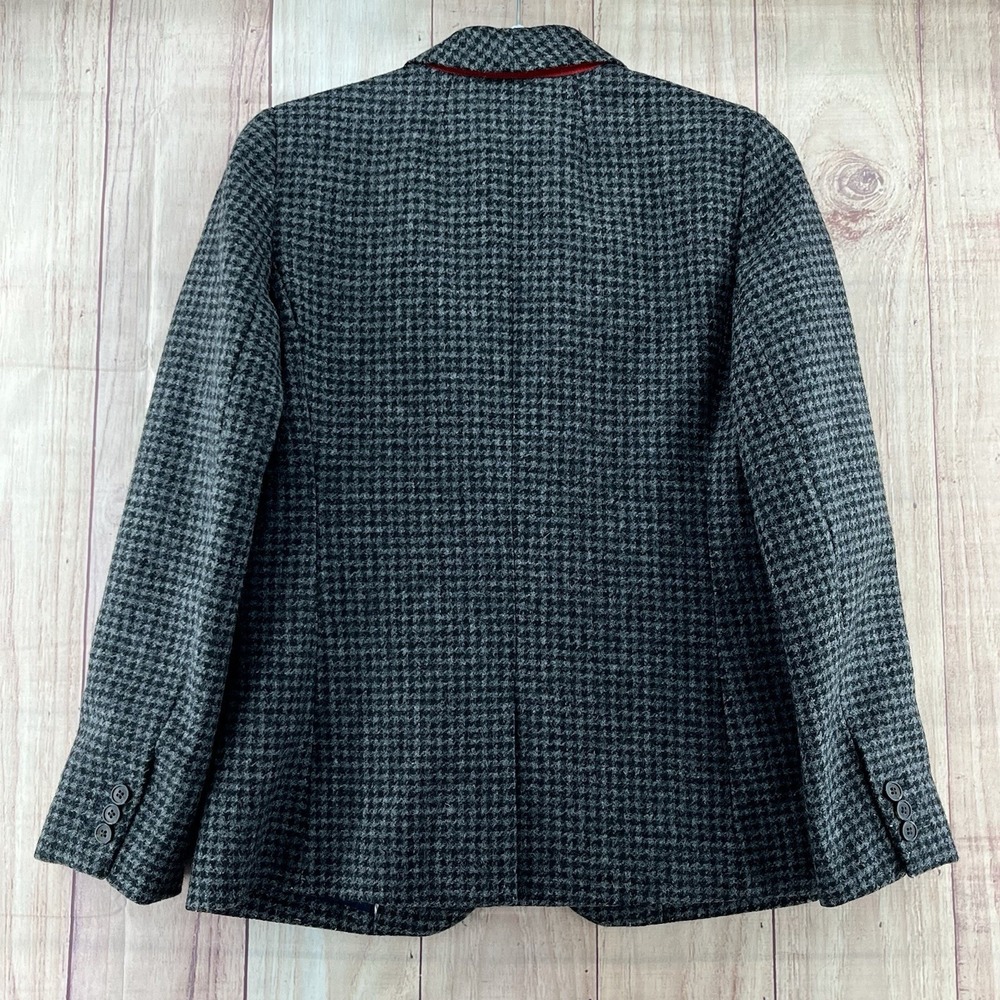 J. Crew Blazer Parke Womens size 6 Wool in Houndstooth Slate Grey Black Lined - Picture 2 of 7